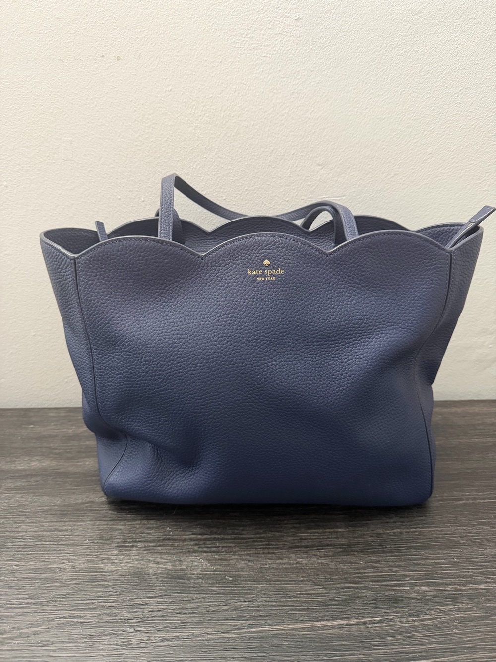 kate spade Navy Scallop-Edge Pebbled Leather Tote